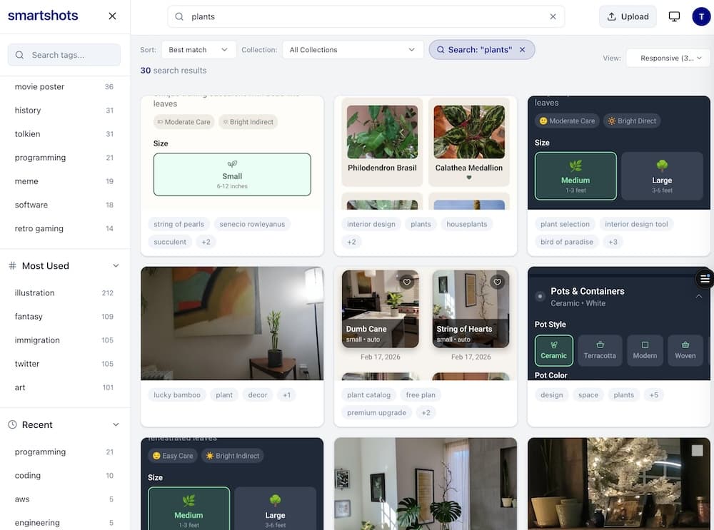 Custom collections and tags interface